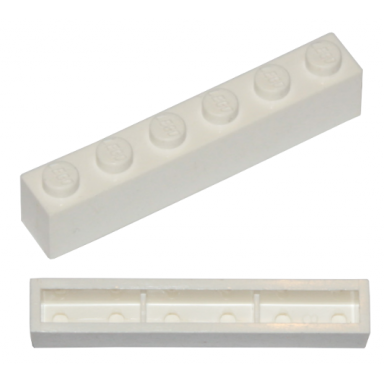 white brick 1 x 6 without bottom tubes with cross supports