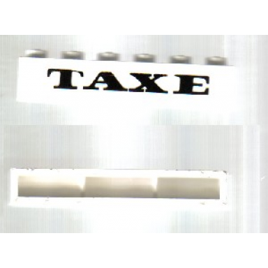 white brick 1 x 6 without bottom tubes with cross side supports with black taxe pattern