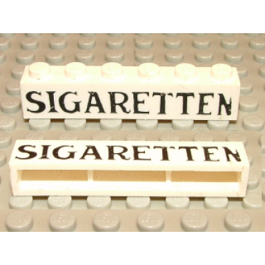 white brick 1 x 6 without bottom tubes with cross side supports with black sigaretten pattern