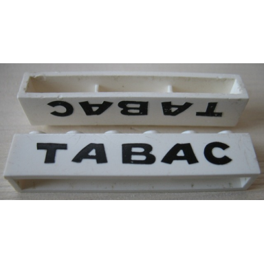 white brick 1 x 6 without bottom tubes with cross side supports with black tabac pattern