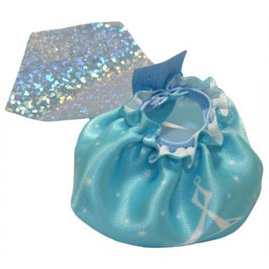 white duplo wear cloth skirt satin with white lines and stars on medium azure background pattern