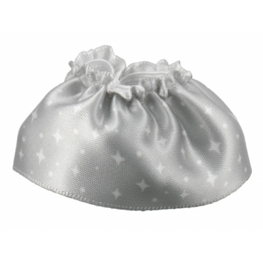 white duplo wear cloth skirt satin with sparkles and dots on silver background pattern