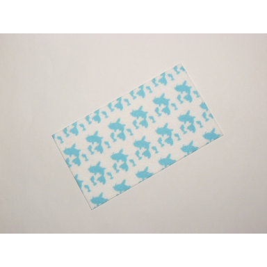 white duplo cloth towel 5 x 9 cm with medium azure koi fish pattern
