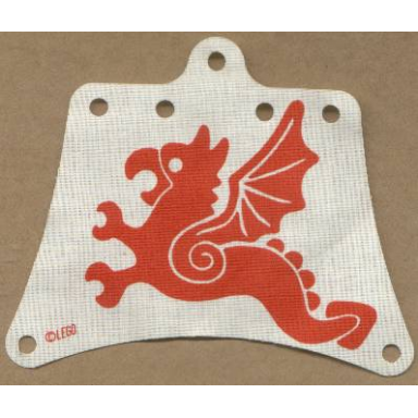 white cloth sail 12 x 10 with red flying dragon pattern