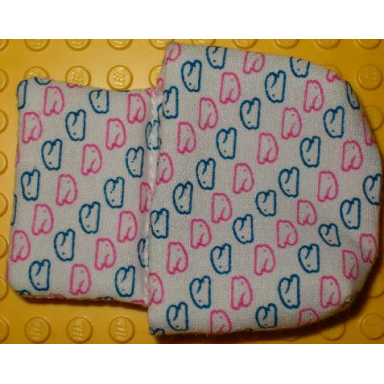 white duplo cloth sleeping bag with pink and blue bunny pattern