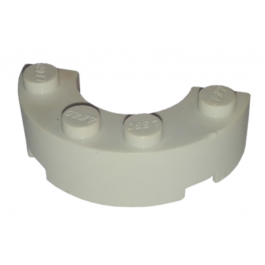 white brick round corner 4 x 2 macaroni double with stud notches