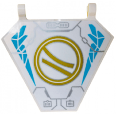white flag 5 x 6 hexagonal with ninjago logogram letter z in gold circles medium azure ice and silver hull plate outlines pattern sticker - set 71791