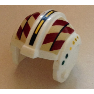 white minifigure headgear helmet sw rebel pilot with dark red and tan geometric pattern - wes janson