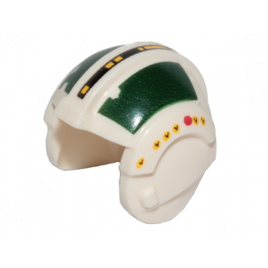 white minifigure headgear helmet sw rebel pilot with dark green rectangles pattern - wedge antilles