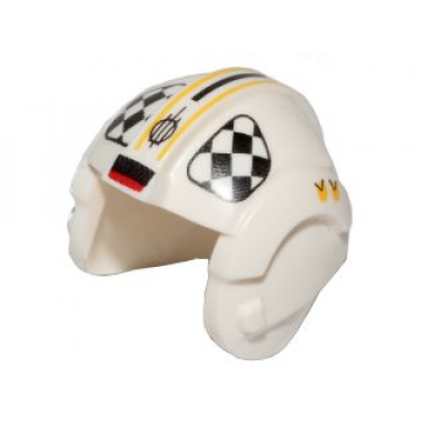 white minifigure headgear helmet sw rebel pilot with black and white checkered pattern u-wing pilot