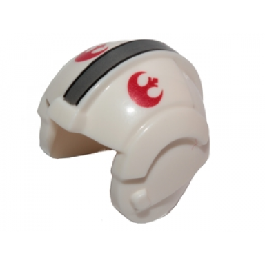 white minifigure headgear helmet sw rebel pilot with dark bluish gray stripe and red rebel alliance symbol pattern will scotian