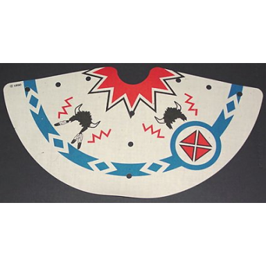 white cloth tepee cover with buffalo helmets pattern