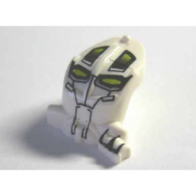 white minifigure head modified bionicle toa mahri kongu matoro with lime eyes pattern matoro