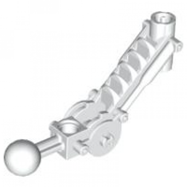 white bionicle ball joint 5 x 7 arm with dual axle hole at 90 degrees