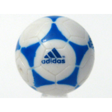 white ball sports soccer with adidas blue pattern