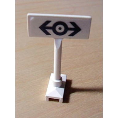 white road sign rectangle round pole with black train logo pattern sticker - set 4554