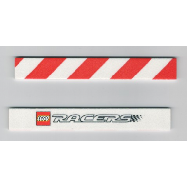white foam racers barrier lego and racers logos one side red danger stripes on reverse