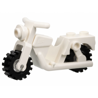 white motorcycle town with trans-clear wheels with black tires x81 3464c02