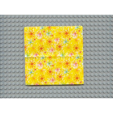 white scala cloth blanket 14 x 14 with starburst on yellow pattern