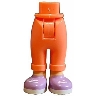 coral mini doll hips and trousers with back pockets and cuffs with molded medium tan ankles and feet and printed medium lavender shoes with white laces and soles pattern - thick hinge