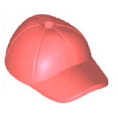 coral minifigure headgear cap - short curved bill with seams and hole on top