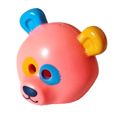 coral minifigure headgear mask bear rounded with dark azure and bright light orange ears and eye patches black nose and mouth pattern