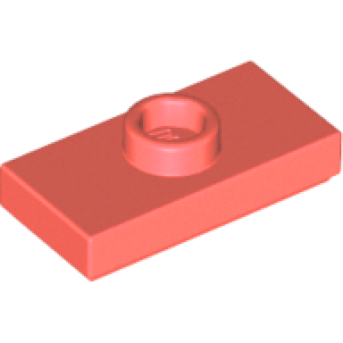 coral plate modified 1 x 2 with 1 stud with groove and bottom stud holder jumper
