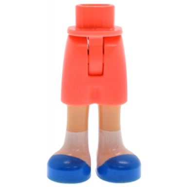 coral mini doll hips and shorts with molded medium tan legs and printed blue shoes and white socks pattern - thin hinge