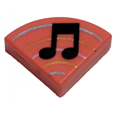coral tile round 1 x 1 quarter with music note single bar and curved lines pattern