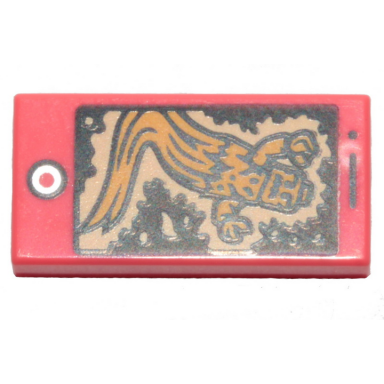 coral tile 1 x 2 with cell phone smartphone and bright light orange ghost pattern