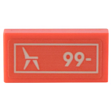 coral tile 1 x 2 with price sign with white border chair and 99- pattern sticker - set 41732