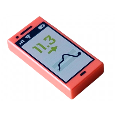 coral tile 1 x 2 with cell phone smartphone screen with sports app with lime 11.3 and arrow pattern