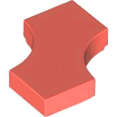 coral tile modified 2 x 2 with 2 1 x 1 curved cutouts double arrow
