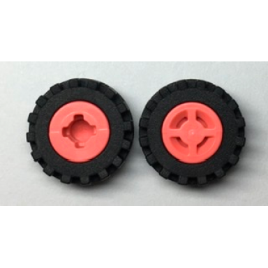coral wheel 8mm d x 6mm with slot with black tire 15mm d x 6mm offset tread small - band around center of tread 34337 87414