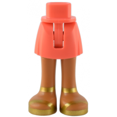 coral mini doll hips and skirt with molded medium nougat legs and printed gold sandals pattern - thin hinge