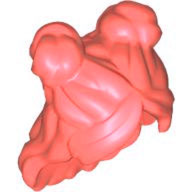 coral mini doll hair female long with parted bangs 2 buns