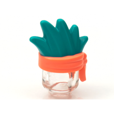 coral minifigure hair headband with dark turquoise spike mohawk pattern
