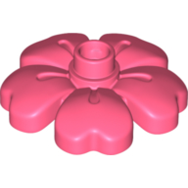 coral duplo plant flower 3 x 3 with 5 leaves and top stud