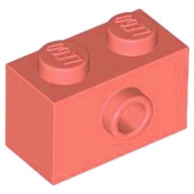 coral brick modified 1 x 2 with stud on side