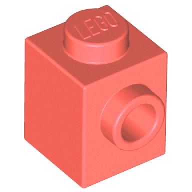 coral brick modified 1 x 1 with stud on side