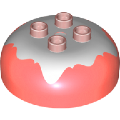 coral duplo brick round 4 x 4 dome top with 2 x 2 studs with marbled white pattern