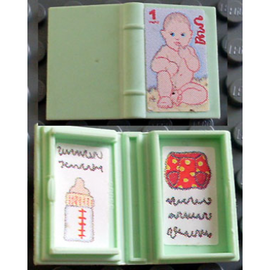 light green minifigure utensil book 2 x 3 with baby pattern stickers - sets 3112 3241