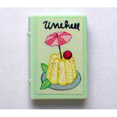 light green minifigure utensil book 2 x 3 with dessert and umbrella pattern stickers - set 3116