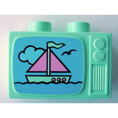 light green duplo utensil tv 1 x 2 1 2 x 1 1 3 with ship pattern