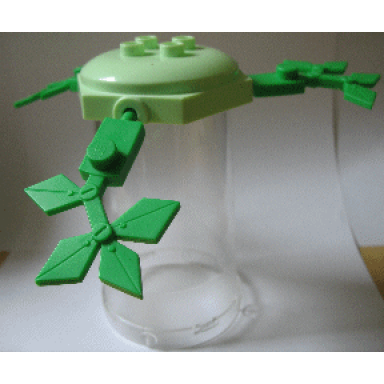 light green duplo cart lid hexagonal with 2 x 2 studs trans-clear cylinder and 3 leaves