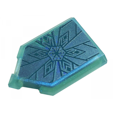 satin trans-light blue tile modified 2 x 3 pentagonal with metallic light blue snowflake and ice crystals pattern sticker - set 43197