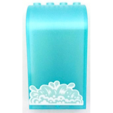 satin trans-light blue panel 3 x 4 x 6 curved top with white and light aqua splashing water foam pattern sticker - set 41432