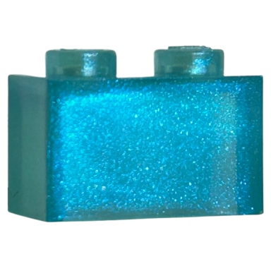 satin trans-light blue brick 1 x 2 without bottom tube