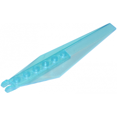 satin trans-light blue hinge plate 3 x 12 with angled side extensions and tapered ends