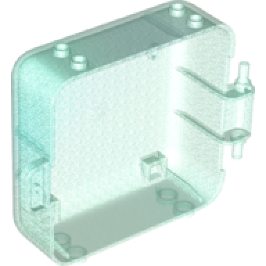 satin trans-light blue container box 3 x 8 x 6 2 3 half front